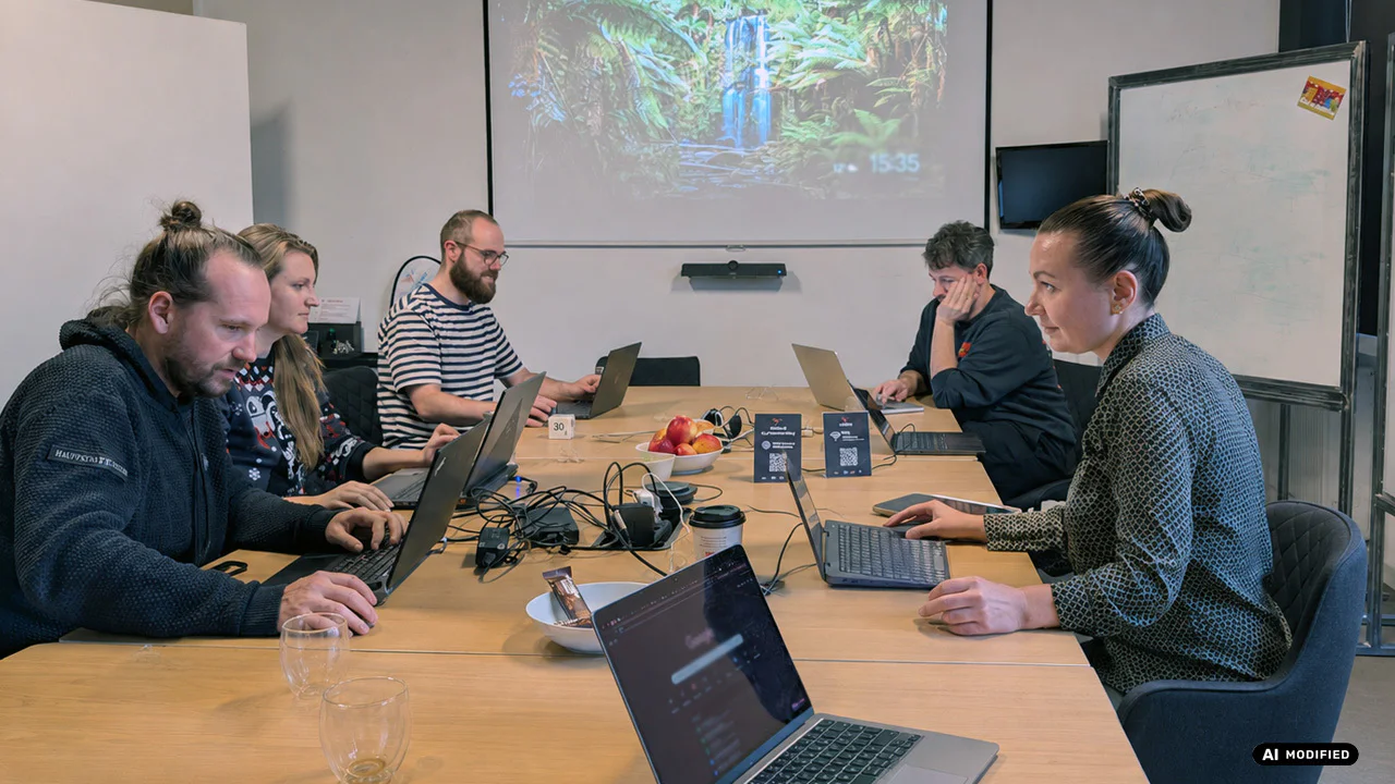 Workshopraum mit Teilnehmenden und Laptops